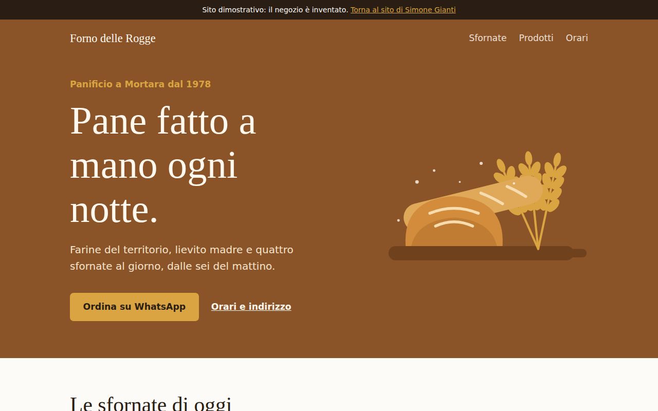 Anteprima del sito di esempio: Forno di paese